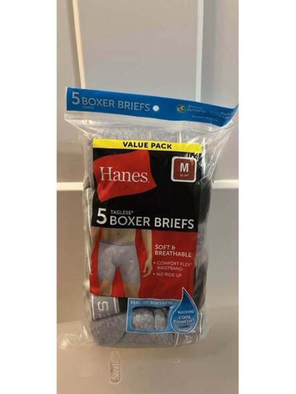 Hanes pack of 5 tagless boxer briefs men’s size medium